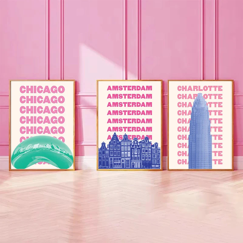 Trendy Travel Print Chicago New York San Francisco London
