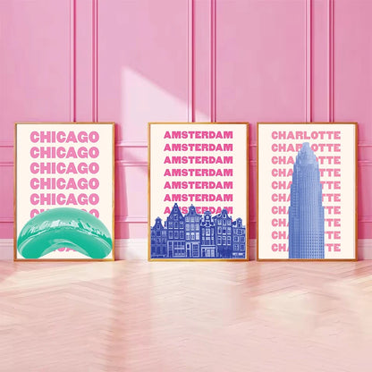 Trendy Travel Print Chicago New York San Francisco London