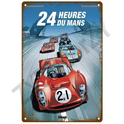 24H Lemans Racing Compettion in 1999 Metal Tin Sign Decor Vintage Wall Plate Poster Classic Tinplate Plaques Garage Bar Decor