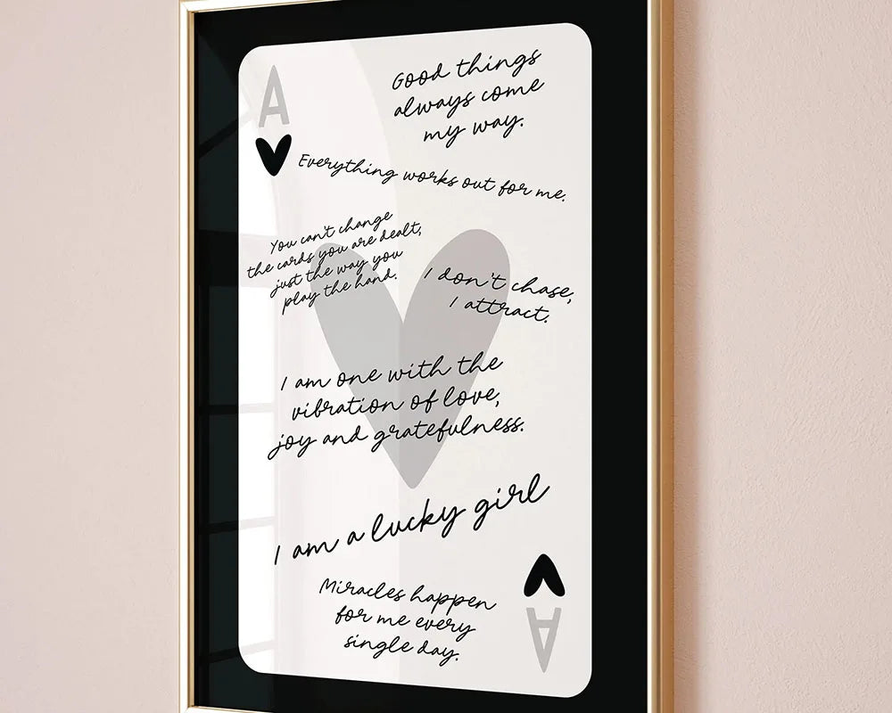 Ace Card Positive Sayings Canvas Wall Art