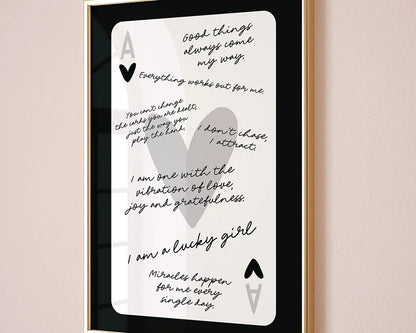 Ace Card Positive Sayings Canvas Wall Art