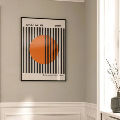 Bauhaus 1919 Bright Orange Retro Contemporary Wall Art
