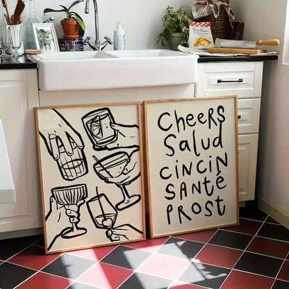Set of 2 Cheers Retro Wall Art Prints