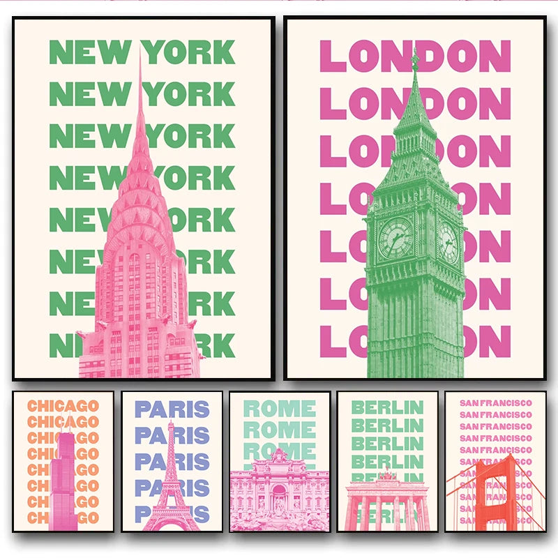 Trendy Travel Print Chicago New York San Francisco London