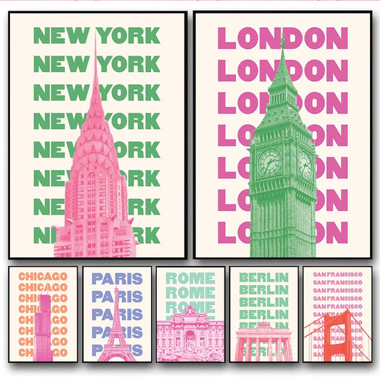 Trendy Travel Print Chicago New York San Francisco London
