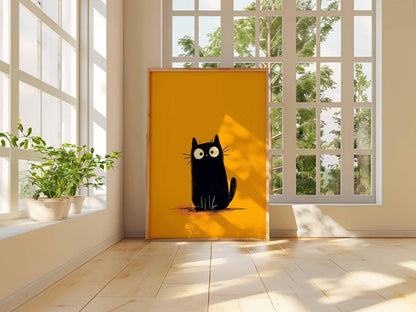 Black Cat Poster, Cute Cat Wall Art Print