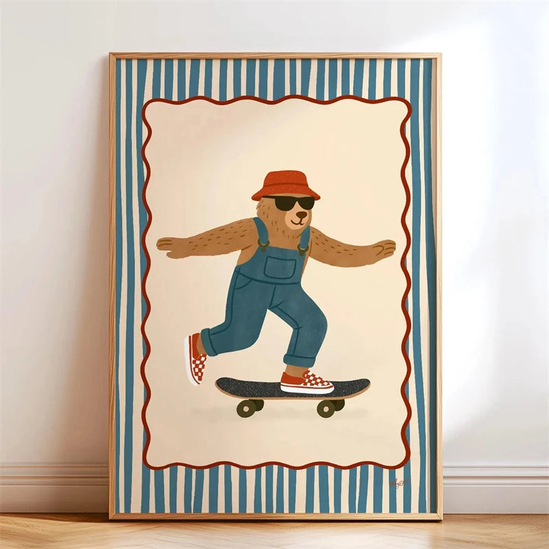 Trendy Playful Animal Poster Kids