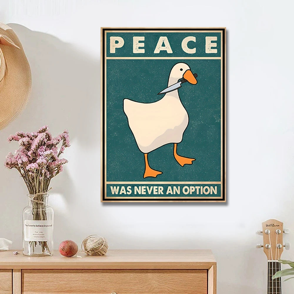 Goose Peace Was Never An Option Funny Goose Canvas Prints