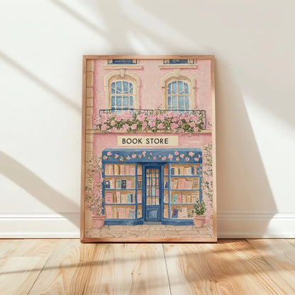 Bookstore Art Print, Cozy Bookshop Illustration