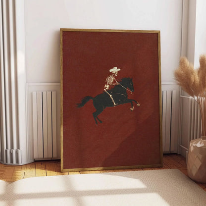 Skeleton Cowboy Illustration Bucking Bronco Print