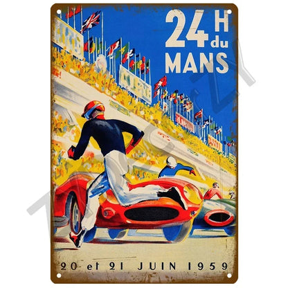 24H Lemans Racing Compettion in 1999 Metal Tin Sign Decor Vintage Wall Plate Poster Classic Tinplate Plaques Garage Bar Decor