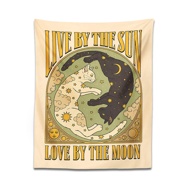 Sun Moon cat Tapestry