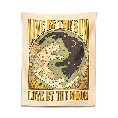 Sun Moon cat Tapestry