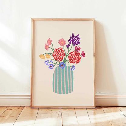 Retro Beige Floral Line Print