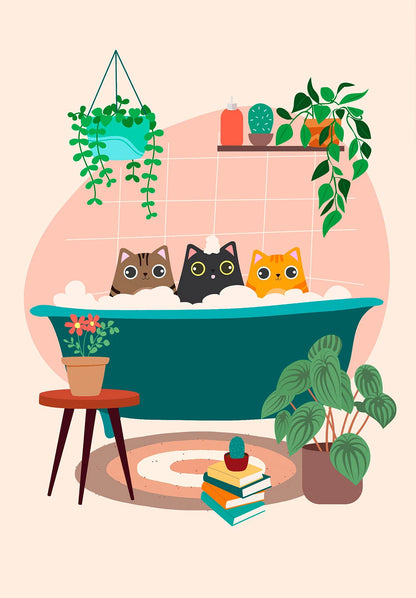 Cartoon Cute Cat's life Poster