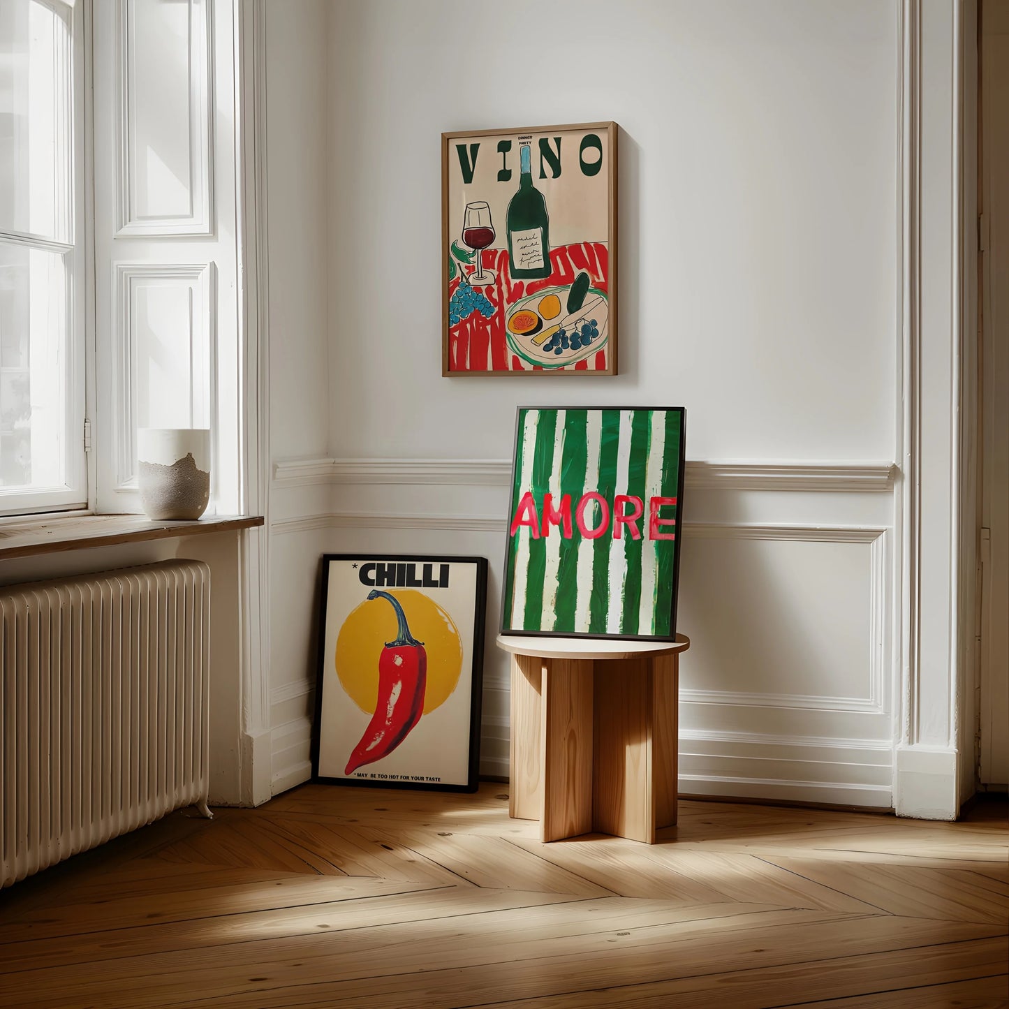 Amore Green Striped Canvas Print