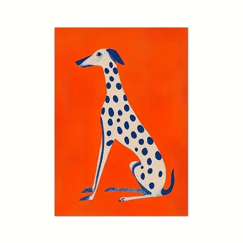 Dalmatian Dopamine Art Orange Blue Canvas Poster