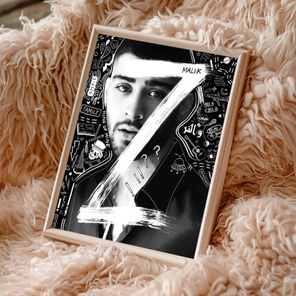 Singer Z-Zayn M-Malik Whitepaper Poster Waterproof Paper Sticker Coffee House Bar Aesthetic Art Wall Painting