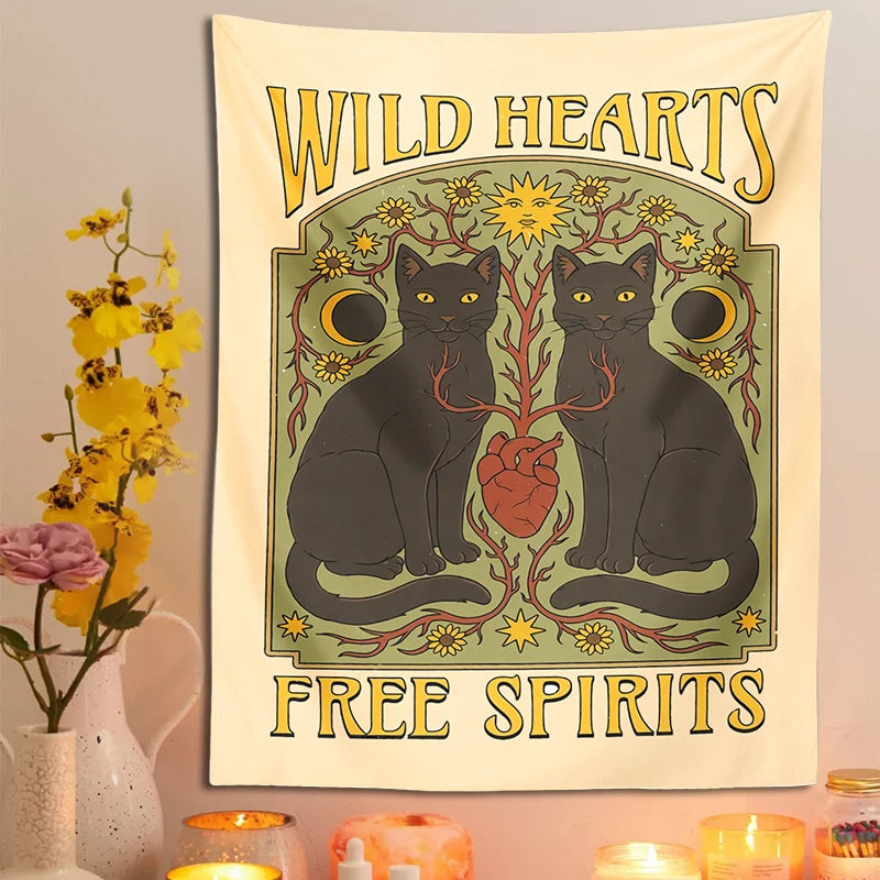 Sun Moon cat Tapestry