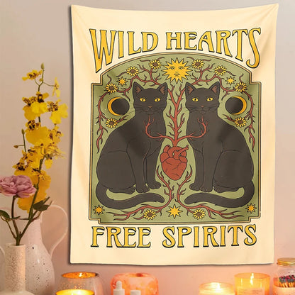 Sun Moon cat Tapestry