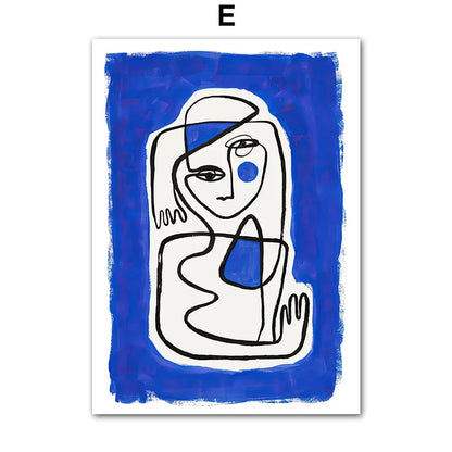 Blue Girl Body Pigeons Line Minimalist Poster