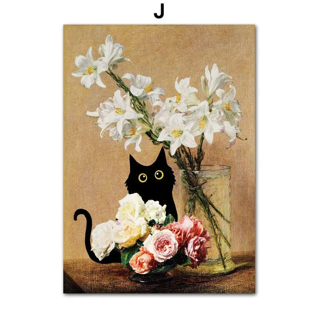 Funny Black Cat Art Matisse Monet Van Gogh Posters