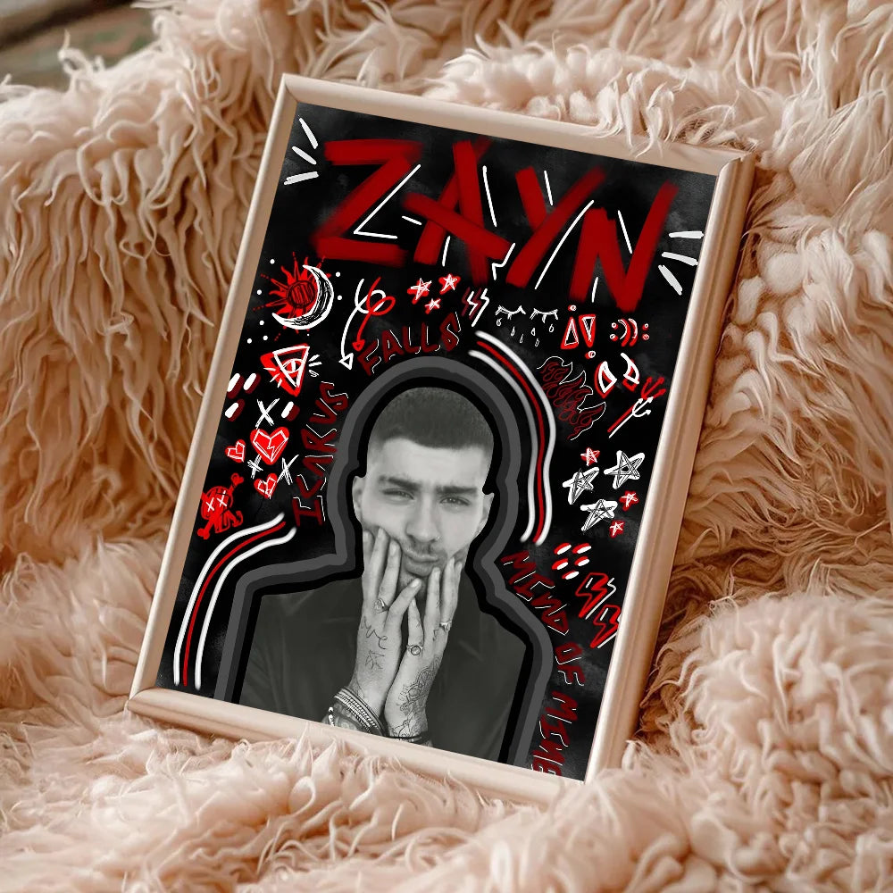 Singer Z-Zayn M-Malik Whitepaper Poster Waterproof Paper Sticker Coffee House Bar Aesthetic Art Wall Painting