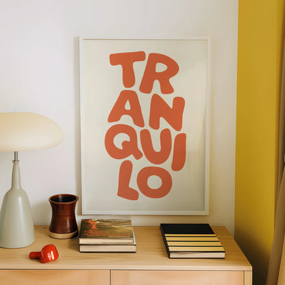 Boho Tranquilo Orange Cream Retro Typography Wall Art