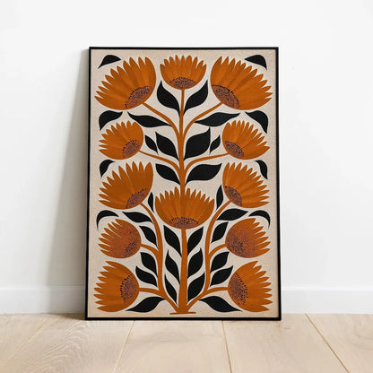 Retro Beige Floral Line Print