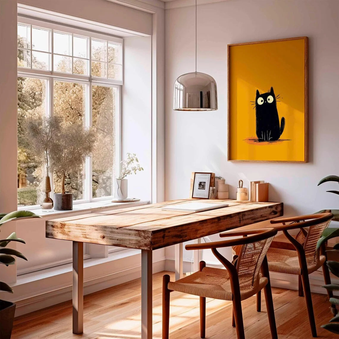 Black Cat Poster, Cute Cat Wall Art Print