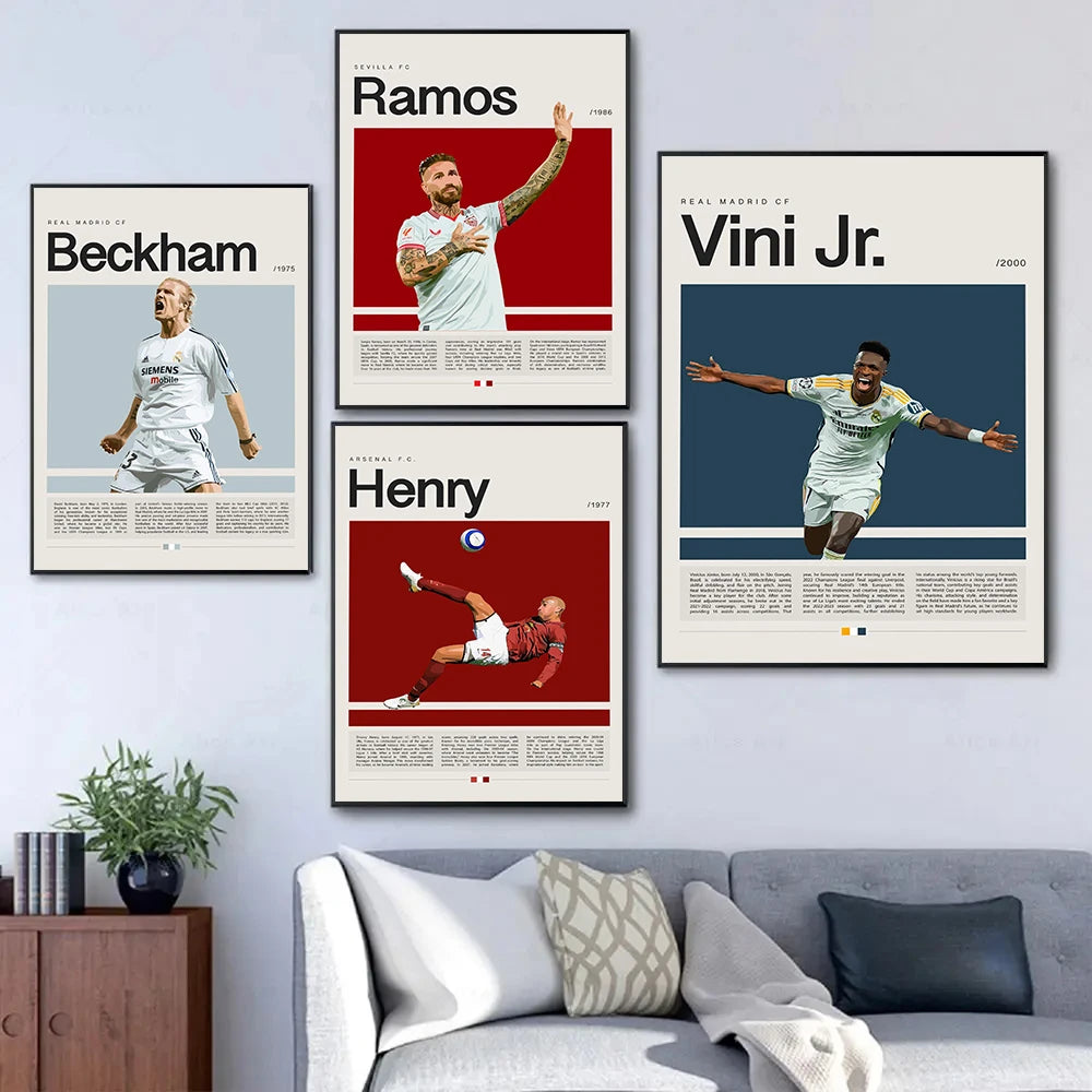 Famous Football Star Soccer Sports World Athlete Champion Player Poster Print Wall Art Pictures Canvas Painting Room Home Decor