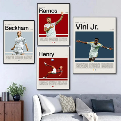 Famous Football Star Soccer Sports World Athlete Champion Player Poster Print Wall Art Pictures Canvas Painting Room Home Decor