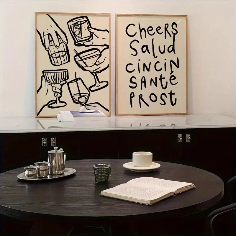 Set of 2 Cheers Retro Wall Art Prints