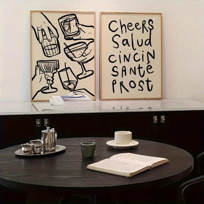 Set of 2 Cheers Retro Wall Art Prints