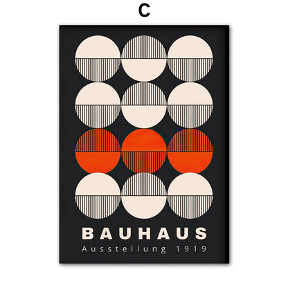 Bauhaus Geometric Lines Rainbow Poster