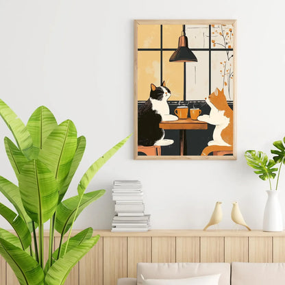 Funny Cat Coffee Wall Art