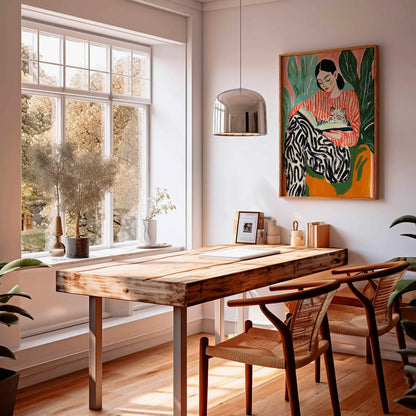 Woman Book Art, Cat Poster