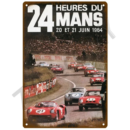 24H Lemans Racing Compettion in 1999 Metal Tin Sign Decor Vintage Wall Plate Poster Classic Tinplate Plaques Garage Bar Decor