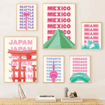 Trendy Travel Print Chicago New York San Francisco London