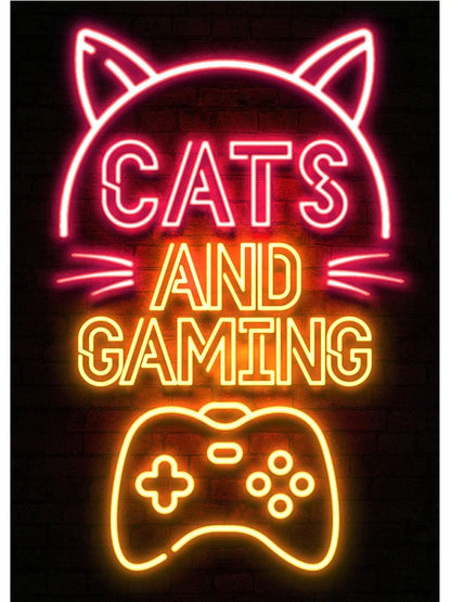 Neon Art Happy Gaming Zone Games Room Poster