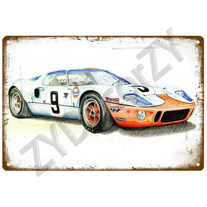 24H Lemans Racing Compettion in 1999 Metal Tin Sign Decor Vintage Wall Plate Poster Classic Tinplate Plaques Garage Bar Decor