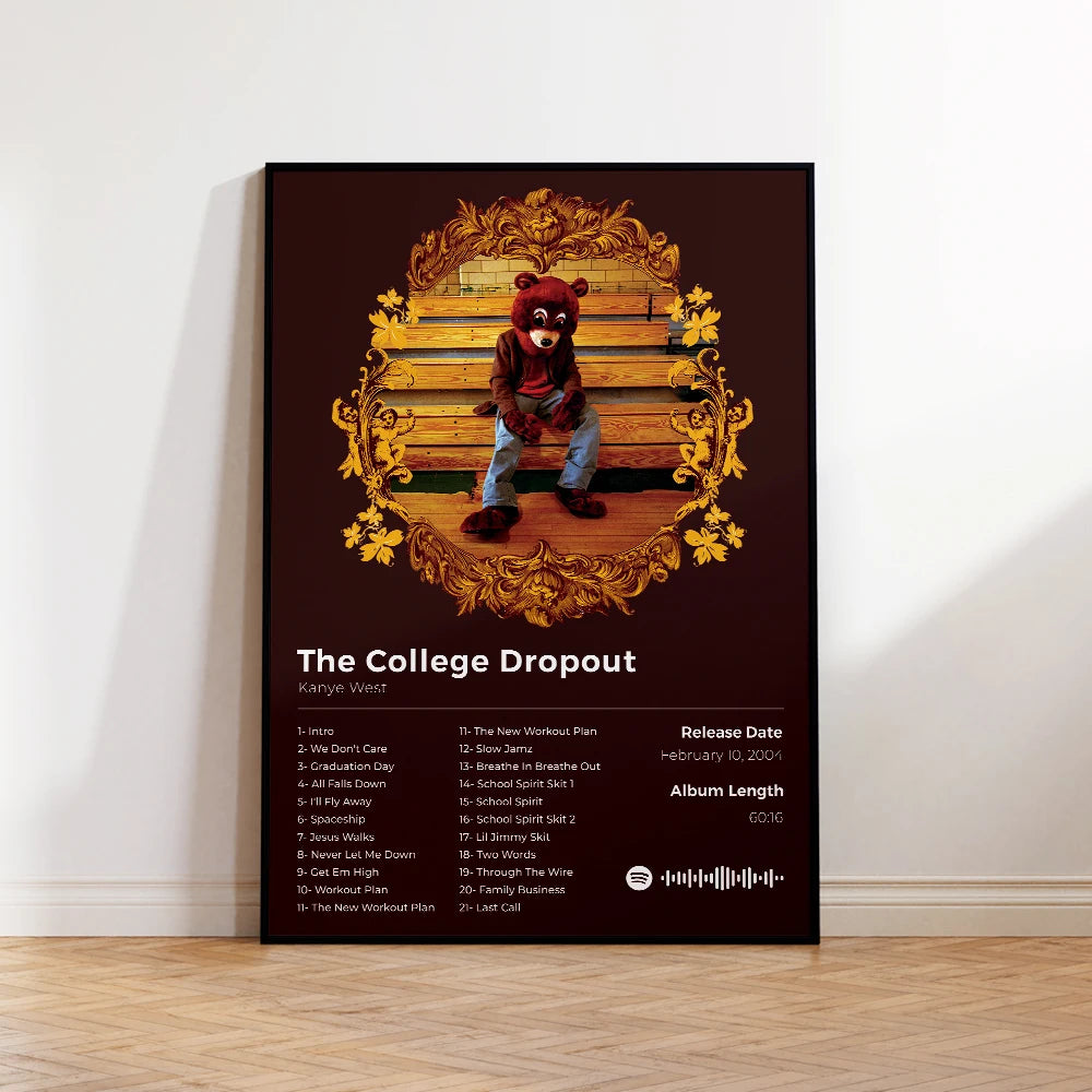 Modern Kanye West album cover art poster for living room
