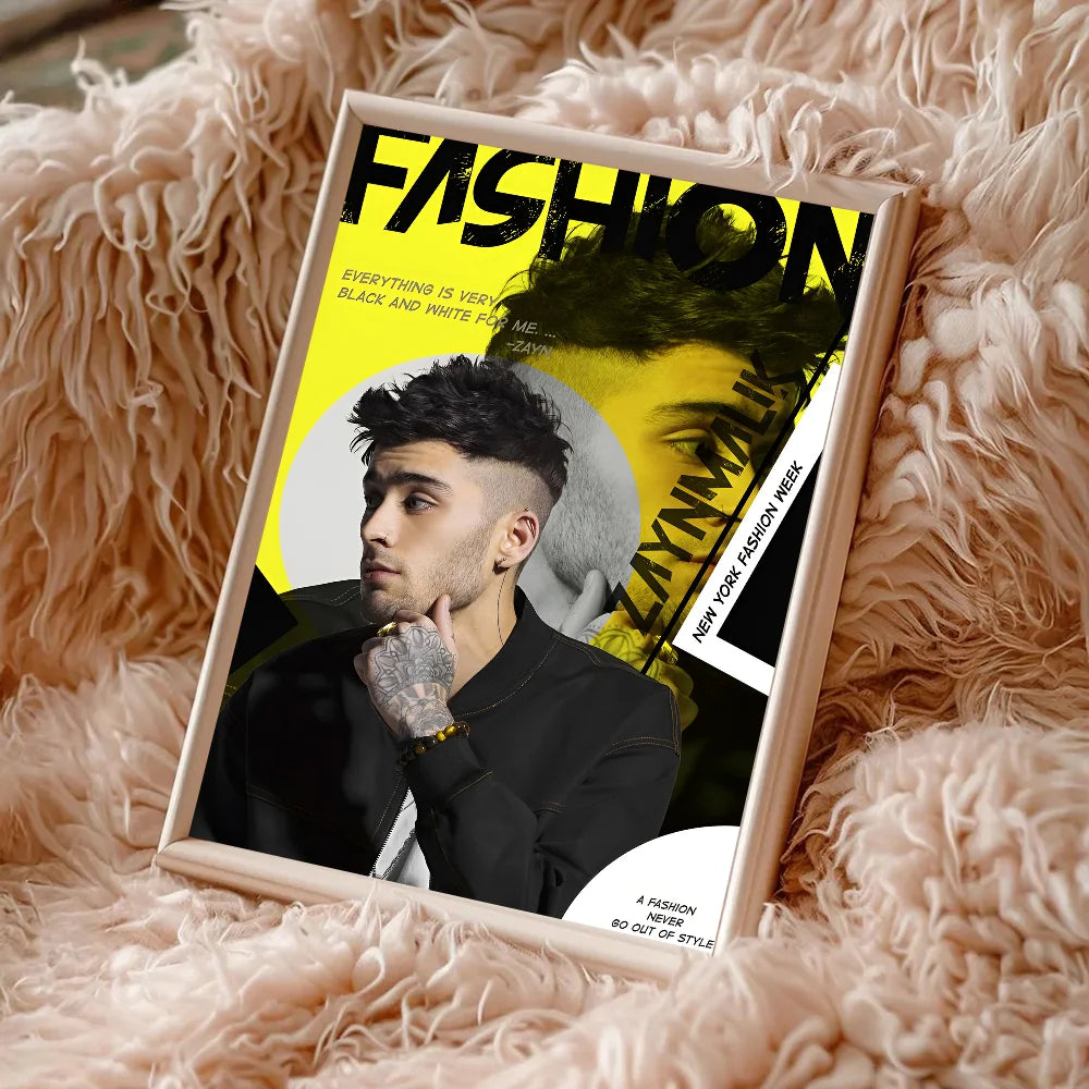 Singer Z-Zayn M-Malik Whitepaper Poster Waterproof Paper Sticker Coffee House Bar Aesthetic Art Wall Painting