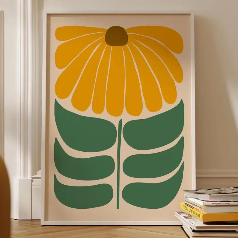 Retro Sunflower Art Print