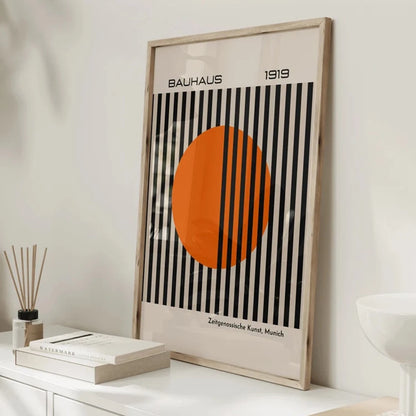 Bauhaus 1919 Bright Orange Retro Contemporary Wall Art