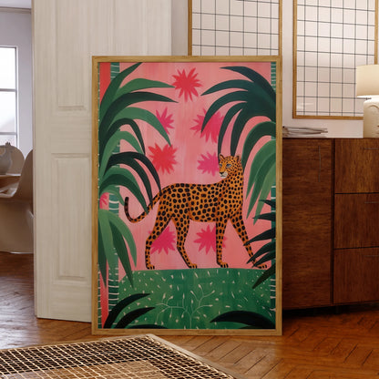Pink And Green Cheetah In The Jungle Poster
