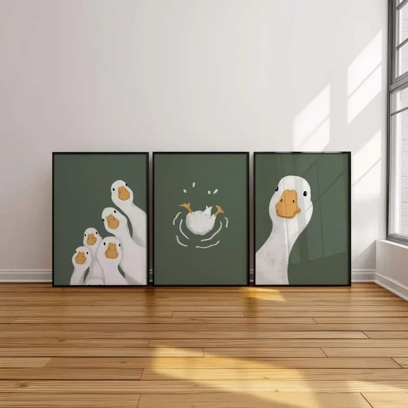 Duck Animal Bathroom Playful Dark Nursery Art