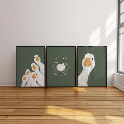 Duck Animal Bathroom Playful Dark Nursery Art