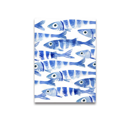 Retro Blue Sardine Canvas Poster
