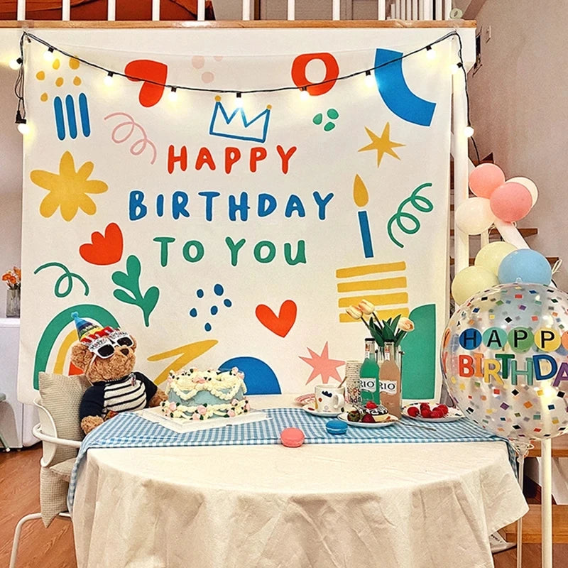 Happy Birthday Background Tapestry Cloth